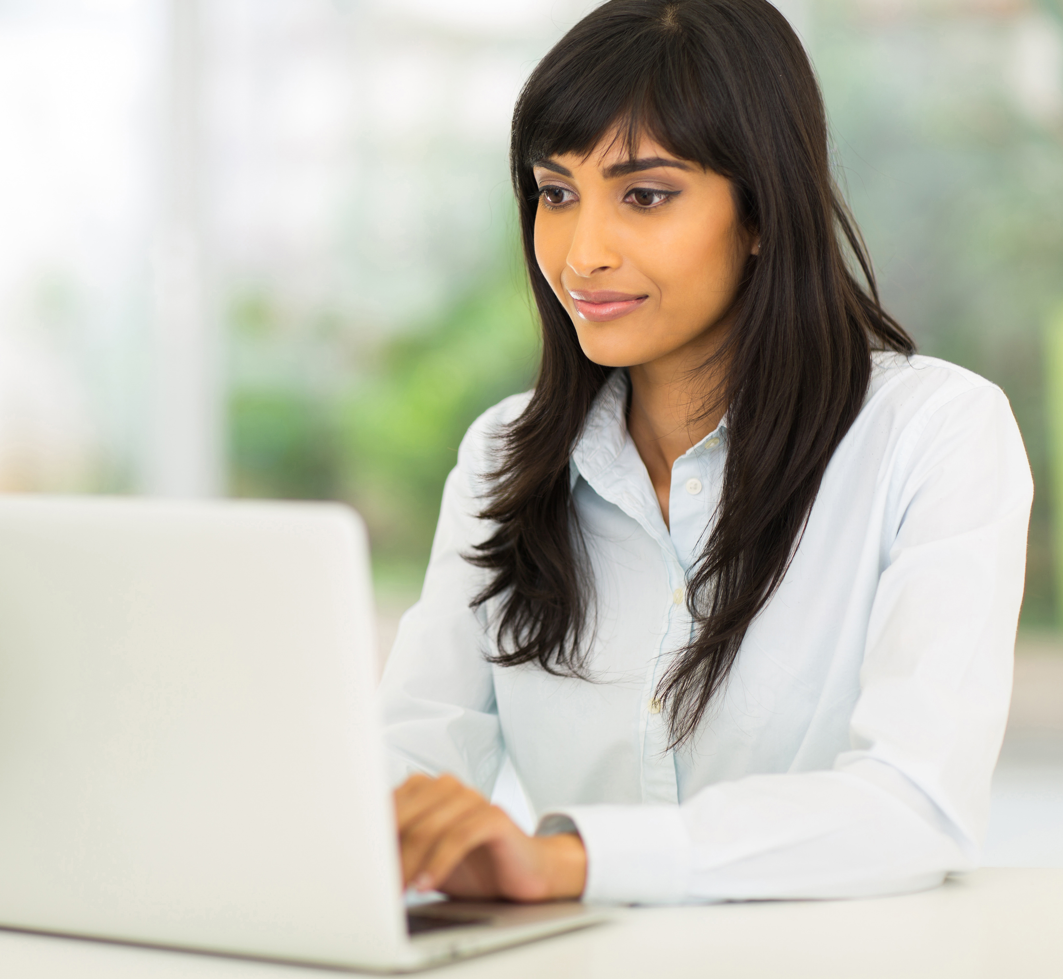 Woman working on laptop