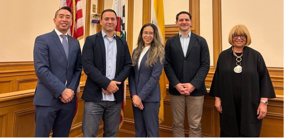 Commissioners, pictured from L to R: David Tsai, Theis Finlev (Chair), Argemira Flórez Feng (Vice-Chair), Yaman Salahi, Karen Bell Francois