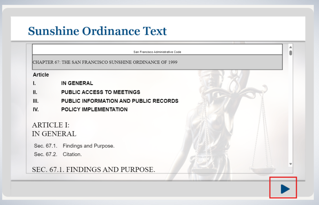  Screenshot of Sunshine Ordinance Text

